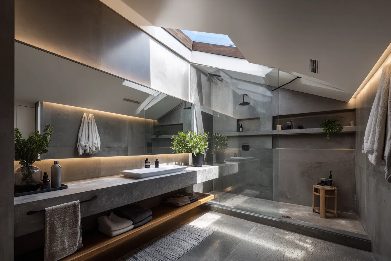 Custom frameless shower screen in a modern new-build Macarthur Sydney ensuite.